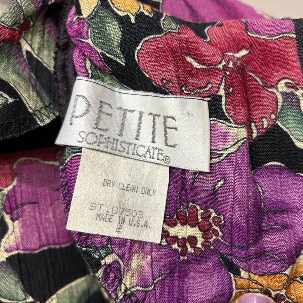 Vintage Petite Sophisticate Floral Dress  100% Rayon Size 2 - Picture 3 of 9